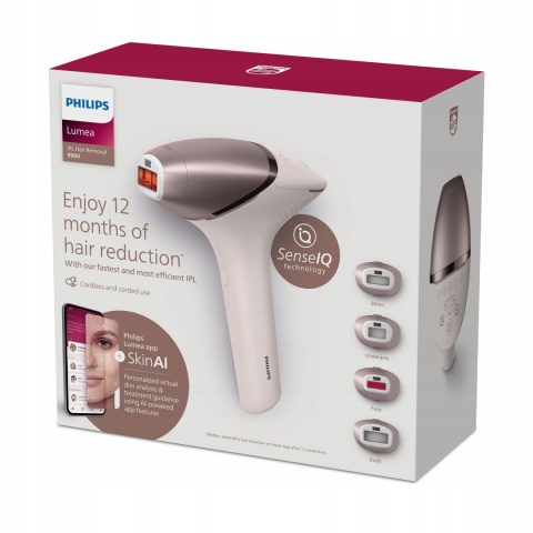 Depilator IPL Philips Lumea 9900 SkinAI z 4 nasadkami i etui