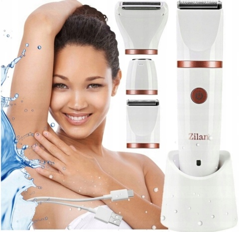 Golarka Kobieca 3w1 USB - Wodoodporna Depilacja Ciała, Bikini, Nóg, Pach