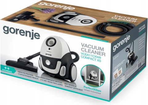 Odkurzacz Workowy Gorenje VCEA11CXWII HEPA 750W Kompaktowy Cichy 2L