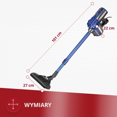 Odkurzacz pionowy MPM MOD-34, moc 600W, cyklonowy, 2w1 ręczny i na kółkach
