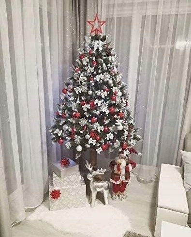 Sztuczna Choinka 180Cm, Polska Sosnowa Diamentowa, Ośnieżona, Gęsta Na Pniu