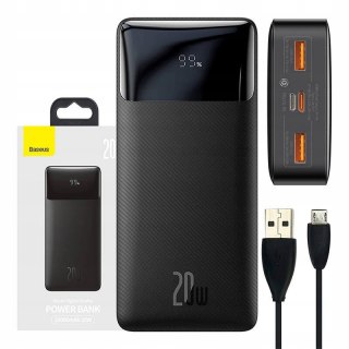 Baseus Powerbank 20000Mah 20W Usb-A Usb-C Lcd 3A Bezpieczeństwo Wyświetlacz