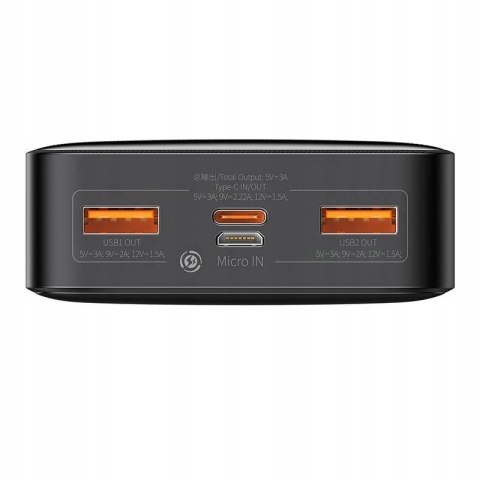 Baseus Powerbank 20000Mah 20W Usb-A Usb-C Lcd 3A Bezpieczeństwo Wyświetlacz