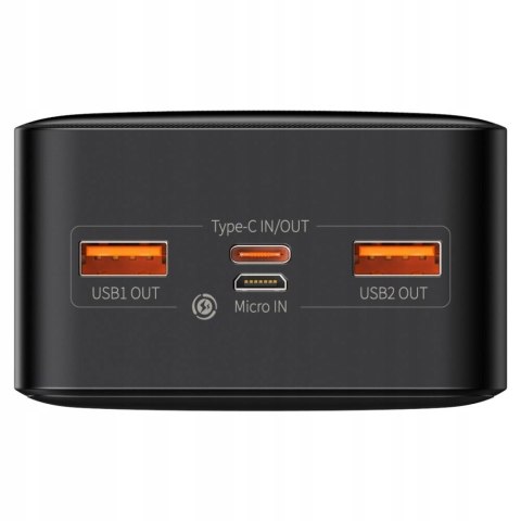 Baseus Powerbank 30000Mah 20W 4 Porty Usb-C Led Czarny 4Xporty Wejściowe