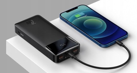 Baseus Powerbank 30000Mah 20W 4 Porty Usb-C Led Czarny 4Xporty Wejściowe