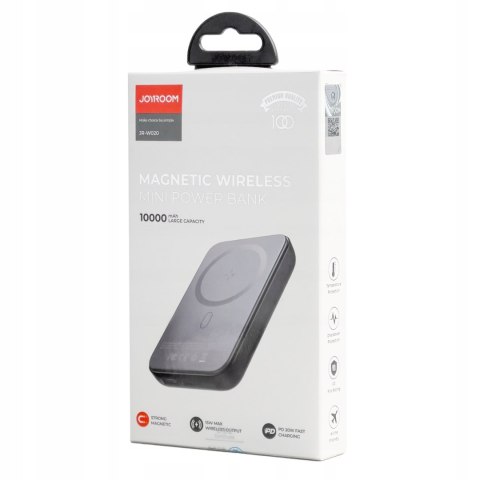 Joyroom Jr-W020 10000Mah 20W Magnetyczny Powerbank Usb-C 3 Porty 15W Czarny
