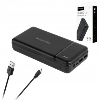 Power Bank Kruger&Matz 30000Mah 2Xusb Usb-C Micro Lightning Led Czarny