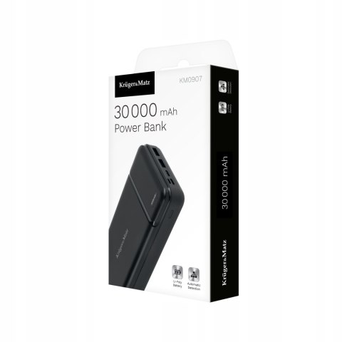 Power Bank Kruger&Matz 30000Mah 2Xusb Usb-C Micro Lightning Led Czarny