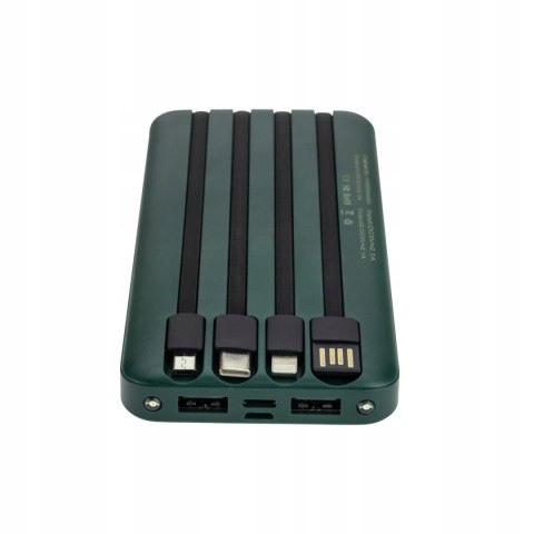 Powerbank 10000Mah 2.1A 4 Przewody + Latarka Wyświetlacz Led Kompaktowy