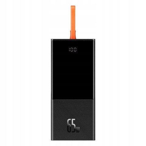 Powerbank Baseus 20000Mah 65W Pd Qc3.0 Usb-C Kabel Led Laptop Tablet Czarny
