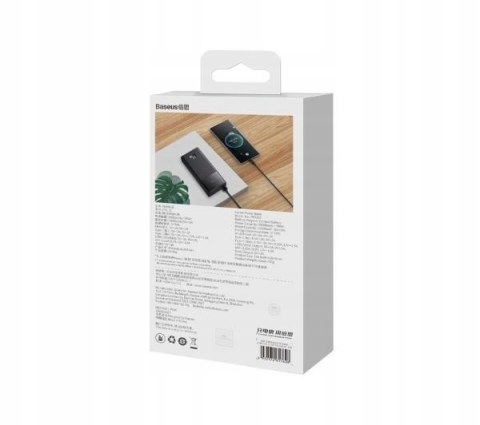 Powerbank Baseus 30000Mah Szybkie Ładowanie 22,5W 3X Usb Led Qc Pd Czarny