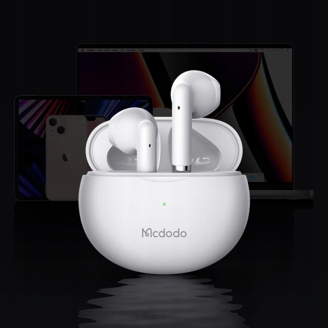 Słuchawki Douszne Bezprzewodowe Mcdodo Bluetooth 5.0 Etui Białe Mic Ip54