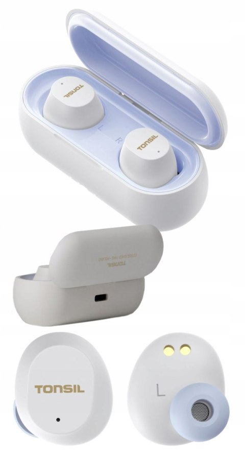 Stylowe Słuchawki Bezprzewodowe Tonsil T45bt Ipx5 Bluetooth 5.2 Białe 10M