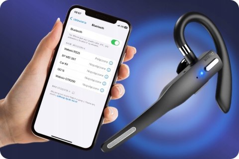 Wodoodporna Słuchawka Samochodowa Bluetooth 5.1 Czysty Dźwięk Ergonomiczny