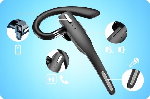 Wodoodporna Słuchawka Samochodowa Bluetooth 5.1 Czysty Dźwięk Ergonomiczny