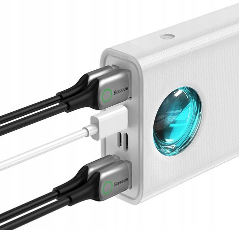 Baseus Amblight Powerbank 30000Mah 65W Pięć Portów Usb-C Pd Qc Led Biały