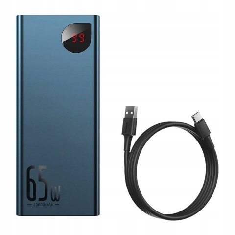 Baseus Power Bank 20000Mah 65W Pd 3.0 Qc 4 2Xusb Usb-C Metal Led Niebieski