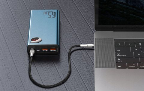 Baseus Power Bank 20000Mah 65W Pd 3.0 Qc 4 2Xusb Usb-C Metal Led Niebieski