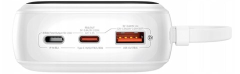 Biały Baseus Powerbank 20000Mah 20W Qc/Pd Z Kablem Lightning I Wyświetlacz