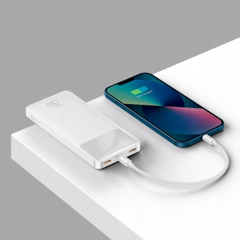 Biały Powerbank Baseus Bipow 10000Mah 20W Szybkie Ładowanie Wyświetlacz