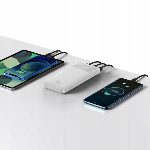 Biały Powerbank Baseus Bipow 10000Mah 20W Szybkie Ładowanie Wyświetlacz