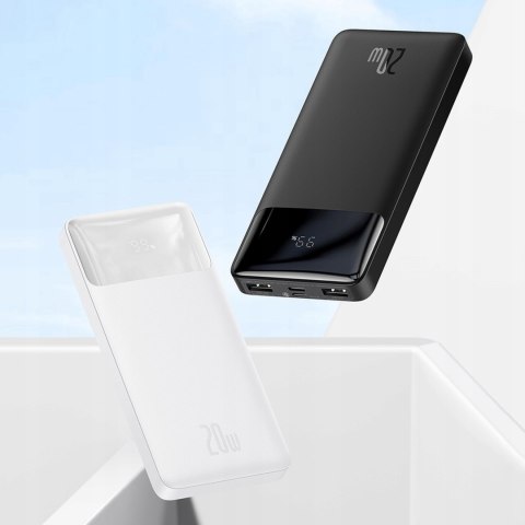 Biały Powerbank Baseus Bipow 10000Mah 20W Szybkie Ładowanie Wyświetlacz