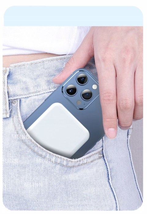 Biały Powerbank Magsafe 5000Mah Bezprzewodowy 18,5W Szybkie Ładowanie