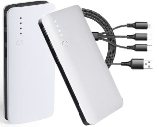 Biały Powerbank Snapon 20000Mah 3X Usb 5.2A + Led Latarka Kabel 3W1 Usb-C