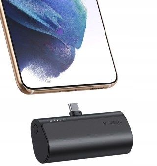 Czarny Kompaktowy Powerbank 5000Mah 20W Usb-C Pd Qc3.0 Szybkie Ładowanie