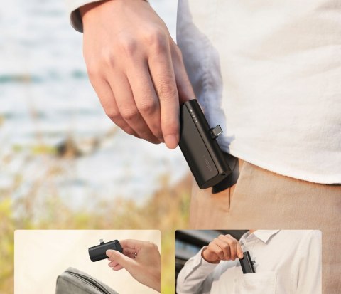 Czarny Kompaktowy Powerbank 5000Mah 20W Usb-C Pd Qc3.0 Szybkie Ładowanie