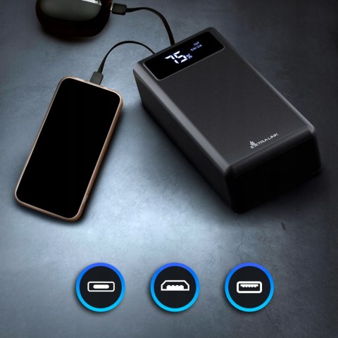 Czarny Powerbank 50000Mah Extralink Epb-114 Usb-C 4X Usb Led Latarka