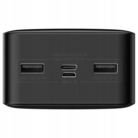 Czarny Powerbank Baseus 30000Mah 15W Z Kablem Lightning + Usb-C + Micro Usb