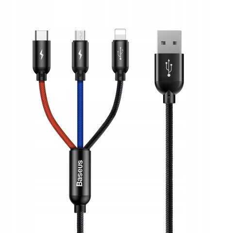 Czarny Powerbank Baseus 30000Mah 15W Z Kablem Lightning + Usb-C + Micro Usb