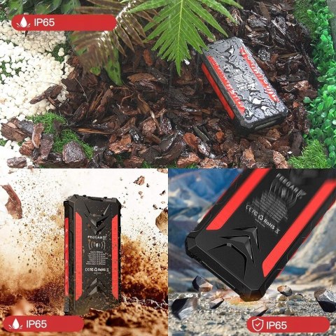 Feegar Powerbank Solarny 36000Mah Qi 10W 4 Urządzenia Ładowanie Szybkie Ip6