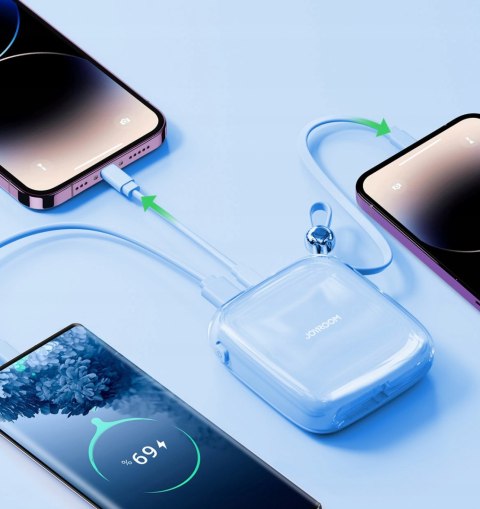 Joyroom Powerbank 10000Mah 22.5W Z Wbudowanym Kablem Lightning Niebieski
