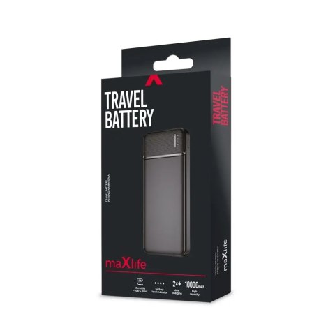 Maxlife Powerbank 10000Mah Czarny 2Xusb Li-Poly+Kabel Micro-Usb Do Podróży