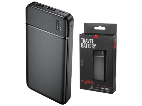 Maxlife Powerbank 10000Mah Czarny 2Xusb Li-Poly+Kabel Micro-Usb Do Podróży