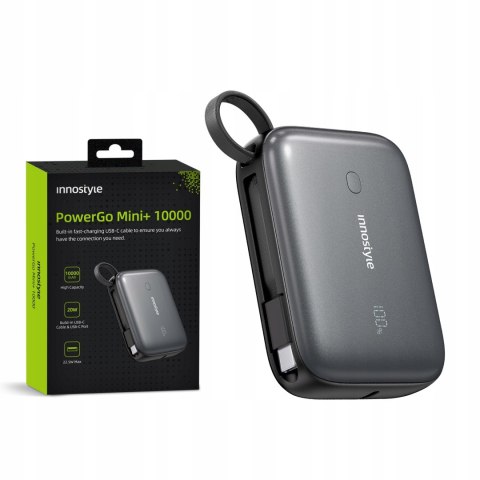 Mały Innostyle Powerbank 10000Mah Szybkie Ładowanie 22.5W Usb-C Led Czarny