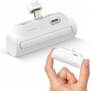Mały Powerbank 5000Mah 20W Usb-C Przenośna Ładowarka Kieszonkowa Biały
