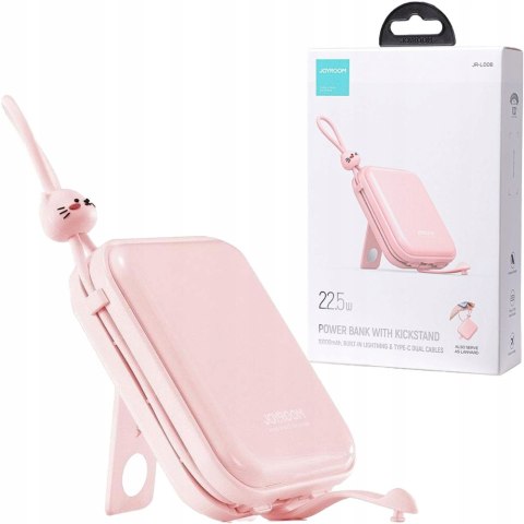 Mały Powerbank Joyroom 22.5W 10000Mah 3W1 Led Szybkie Ładowanie Różowy