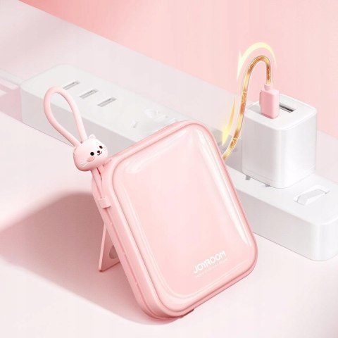 Mały Powerbank Joyroom 22.5W 10000Mah 3W1 Led Szybkie Ładowanie Różowy