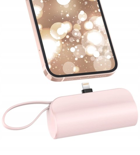 Mini Podróżny Powerbank 5000Mah 20W Przenośny Szybkie Ładowanie Iphone Róż