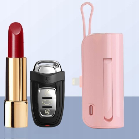 Mini Podróżny Powerbank 5000Mah 20W Przenośny Szybkie Ładowanie Iphone Róż