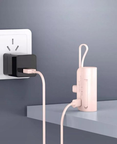 Mini Podróżny Powerbank 5000Mah 20W Przenośny Szybkie Ładowanie Iphone Róż