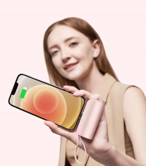 Mini Podróżny Powerbank 5000Mah 20W Przenośny Szybkie Ładowanie Iphone Róż