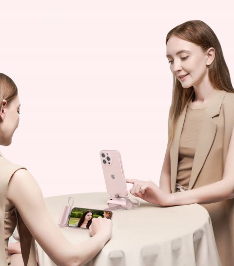 Mini Podróżny Powerbank 5000Mah 20W Przenośny Szybkie Ładowanie Iphone Róż