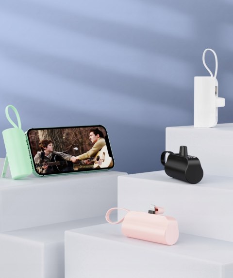 Mini Podróżny Powerbank 5000Mah 20W Przenośny Szybkie Ładowanie Iphone Róż