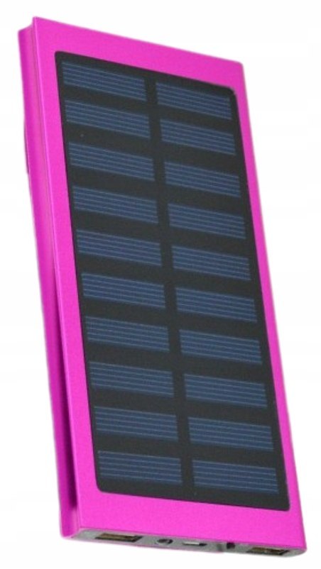POWERBANK SOLARNY 20000MAH Z LATARKĄ 2X USB LED WODOODPORNY 6 KOLORÓW