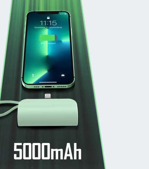 Podróżny Powerbank 5000Mah 20W Przenośny Szybkie Ładowanie Iphone Zielony