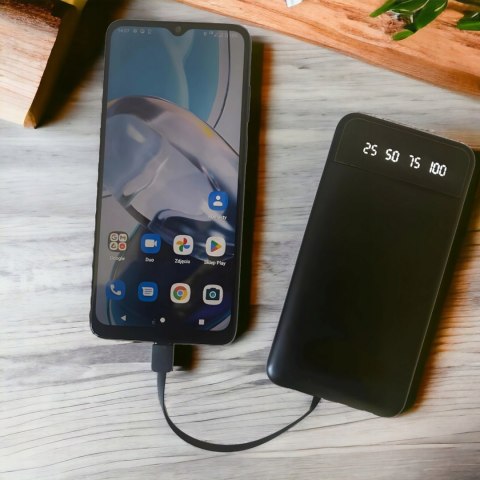 Powerbank 10000Mah 4 Kable Usb-C Microusb Lightning Led Latarka Wyświetlacz